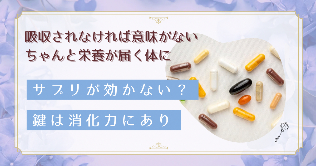 サプリが効かないのは消化力のせい？栄養を無駄にしない体づくりの始め方